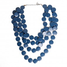 Bohemian Necklace with Wooden Beads (Blue)