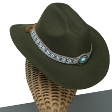 Ethnic Tibetan Cowboy Hat (Forest Green)