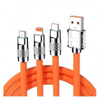 3 in 1 Multiple Charging Cables for Multiple Devices Charging Cable (1 Pc, Orange)