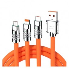 3 in 1 Multiple Charging Cables for Multiple Devices Charging Cable (1 Pc, Orange)
